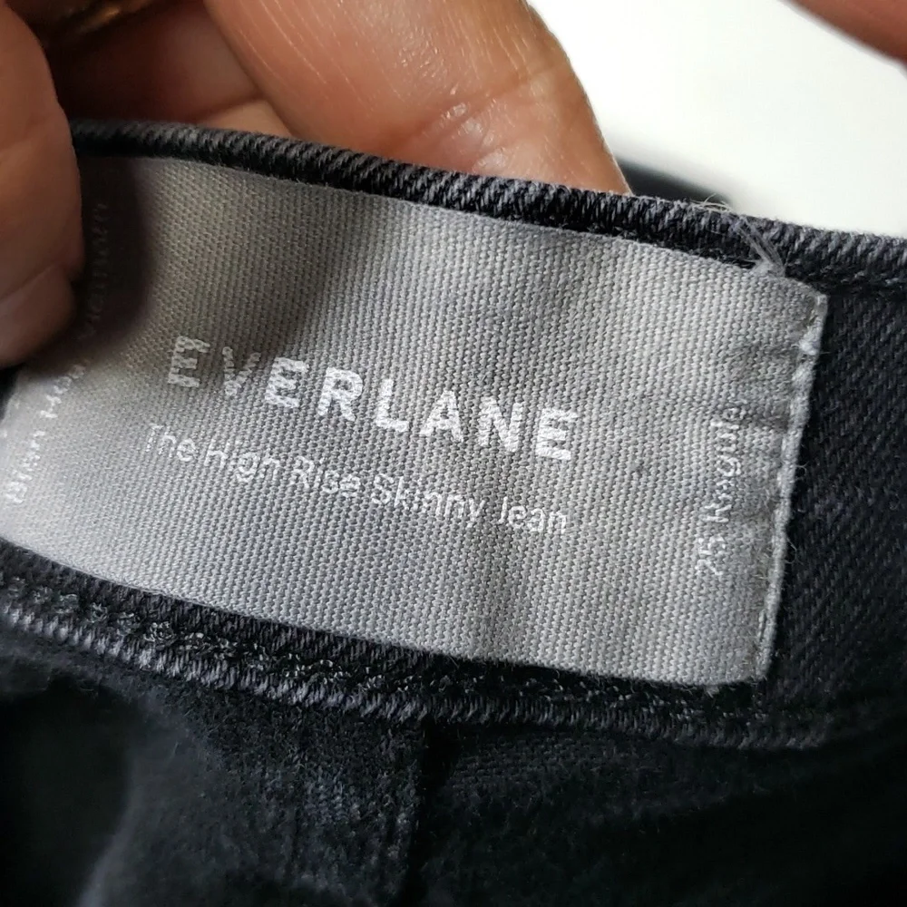 Everlane The Authentic Stretch High Rise Skinny Jeans Size 25 Cotton Modal Black